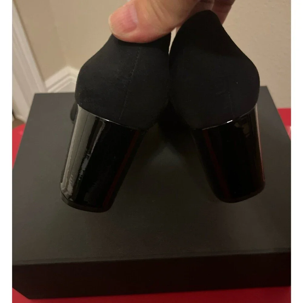 H&M Black Suede Chunky Heel Shoes